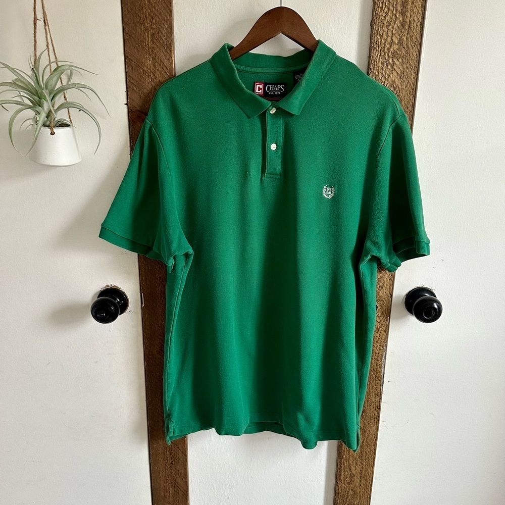 Vintage Chaps Bright Green Polo Shirt Size XL, 1990s Classic Green Short Sleeve
